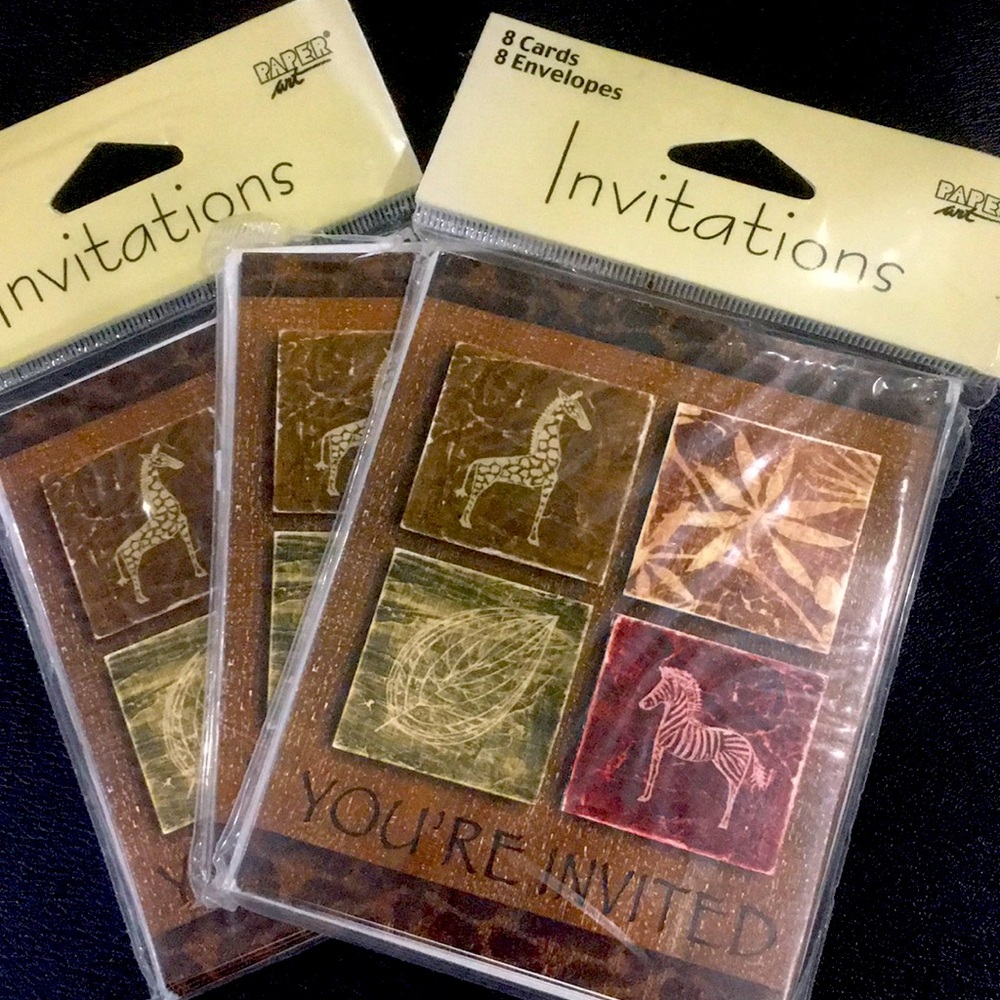 New 24-Pack Paper Art Tribal Collage You're Invited Party Invitation Cards Envel